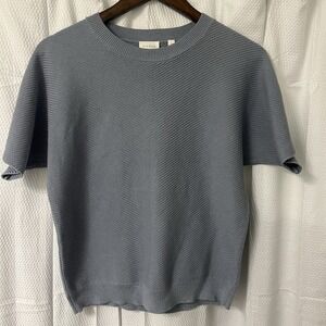Cyrus Womens S Sweater Knit Gray Blue Sleeve Batwing Crew Neck Herringbone